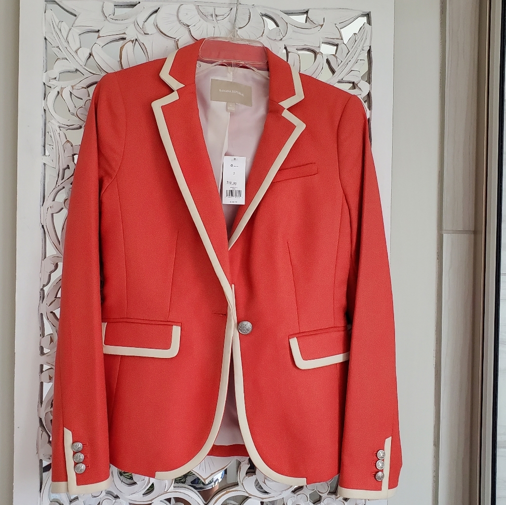 NWT Banana republic Orange & White blazer
